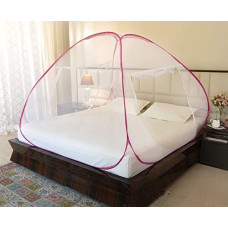Deals and Offers on Outdoor Living - Amazon Brand - Solimo Mosquito Net, Double Bed (Queen Size, 24-30 GSM, Foldable, Highly Durable) - Pink Deals, Discounts & Offers on Outdoor Living - Amazon Brand - Solimo Mosquito Net, Double Bed (Queen Size, 24-30 GSM, Foldable, Highly Durable) - Pink