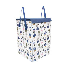 Deals, Discounts & Offers on  - PrettyKrafts Fabric L1113 Laundry Basket For Clothes, Toy Storage Box With Lid & Handles, Toy Storage Box, 75 Ltr,Mushroom Print,White, Set of 1