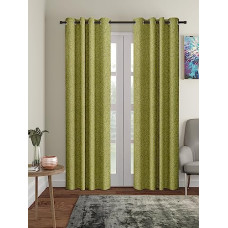 Deals, Discounts & Offers on  - Amazon Brand - Solimo Polyester Long Crush Emboss Long Door Curtains (Pack of 2, 9 Feet, Green)