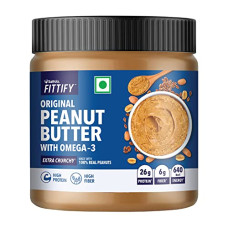 Deals, Discounts & Offers on  - Saffola Fittify Original Peanut Butter With Omega-3 | Extra Crunchy | High Protein | High Fiber | Vegan | No Trans Fat | 340g