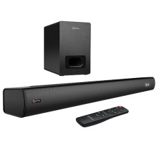 Deals, Discounts & Offers on Electronics - PTron Newly Launched Jazz Pro 120W Soundbar with Wired Subwoofer, 2.1 CH, Multi-Connectivity BT5.3/HDMI ARC/Opt in/Aux/USB, 3 Equaliser Modes Movie/Music/News, Remote Control & LED Display (Black)