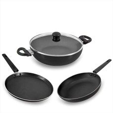 Deals and Offers on Cookware - Butterfly Rapid KCP3 Pcs Set Non Stick Cookware, IB, Grey Deals, Discounts & Offers on Cookware - Butterfly Rapid KCP3 Pcs Set Non Stick Cookware, IB, Grey