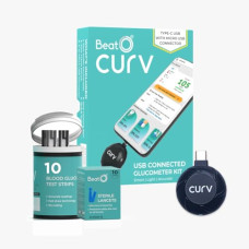 Deals, Discounts & Offers on  - BeatO CURV Smartphone Connected Glucometer | Sugar Test Machine | FREE 10 Strips & 10 Lancets (Type-C USB Connector) | ISO Certified: Made in India