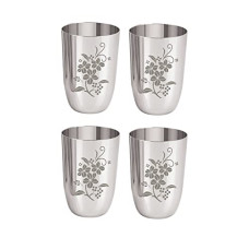 Deals and Offers on - Neelam Stainless Steel 7 18G Lazer Etching Glass New Juicy, 300 ml, Silver, Set of 4 Deals, Discounts & Offers on - Neelam Stainless Steel 7 18G Lazer Etching Glass New Juicy, 300 ml, Silver, Set of 4