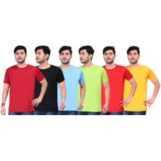 Deals, Discounts & Offers on  - VerientPack of 6 Men Solid Round Neck Polyester Multicolor T-Shirt