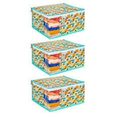 Deals and Offers on - PrettyKrafts Saree Cover Large with Creative Prints, Saree Storage Bag with Zip, Wardrobe Organiser, Clothes Cover & Storage, Multi Color, Set of 3 pcs Deals, Discounts & Offers on - PrettyKrafts Saree Cover Large with Creative Prints, Saree Storage Bag with Zip, Wardrobe Organiser, Clothes Cover & Storage, Multi Color, Set of 3 pcs