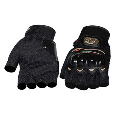 Deals and Offers on - Probiker Leather Half Finger Motorcycle Gloves (Black, M) Deals, Discounts & Offers on - Probiker Leather Half Finger Motorcycle Gloves (Black, M)