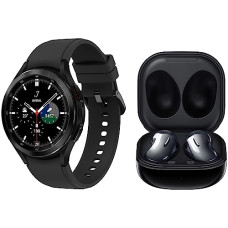 Deals, Discounts & Offers on Headphones - Samsung Galaxy Watch4 Classic LTE (4.6cm, Black) & Galaxy Buds Live Bluetooth Truly Wireless in Ear Earbuds with Mic, Upto 21 Hours Playtime, Mystic Black