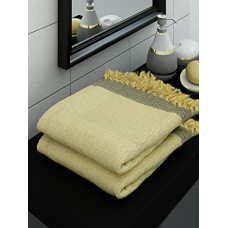 Deals, Discounts & Offers on  - Athom Living Ecosaviour Premium Cotton Bath Towel Waffle Yellow (Pack of 2)