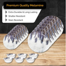 Deals and Offers on - Hamlay Pack of 18 Melamin Blue Feather 18 PCS Dinner Set(Grey, White, Multicolor) Deals, Discounts & Offers on - Hamlay Pack of 18 Melamin Blue Feather 18 PCS Dinner Set(Grey, White, Multicolor)