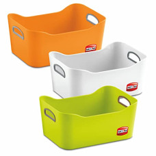 Deals and Offers on - Nayasa Tri Colour Passion Basket- Set Of 3, Multi Purpose Storage Basket, Side handles, Easy To Lift, Light Weighted, Ideal For Home, Kitchen, Bathroom, Office, Orange, White & Green Deals, Discounts & Offers on - Nayasa Tri Colour Passion Basket- Set Of 3, Multi Purpose Storage Basket, Side handles, Easy To Lift, Light Weighted, Ideal For Home, Kitchen, Bathroom, Office, Orange, White & Green