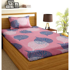 Deals, Discounts & Offers on  - BSB HOME Super Soft Glace Cotton 180 TC Kids Print Single Bedsheet with 1 Pillow Covers-Pink and Blue