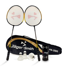 Deals and Offers on - Jager-Smith PB 2000 Combo & Featherlite 2 (Pack of 3) Feather Shuttles with Full Body Cover (Yellow) Deals, Discounts & Offers on - Jager-Smith PB 2000 Combo & Featherlite 2 (Pack of 3) Feather Shuttles with Full Body Cover (Yellow)
