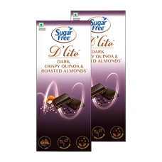 Deals and Offers on - Sugar Free D'lite Quinoa & Almonds Dark Chocolate Bar, 80g (Pack of 2) Deals, Discounts & Offers on - Sugar Free D'lite Quinoa & Almonds Dark Chocolate Bar, 80g (Pack of 2)