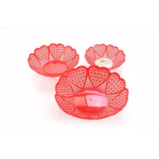 Deals and Offers on - Nayasa Plastic Heart Fruit Basket Set, Red, 3 Piece Deals, Discounts & Offers on - Nayasa Plastic Heart Fruit Basket Set, Red, 3 Piece