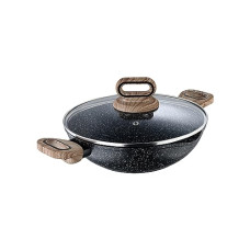 Deals and Offers on Cookware - BERGNER Ultimate ILag Marble Non Stick Kadai/Kadhai with Glass Lid 24 cm, 2 litres, Induction Base, Wooden Soft Touch Handle, Food Safe (PFOA Free), Thickness 3.5mm, 1 Year Warranty, Grey Deals, Discounts & Offers on Cookware - BERGNER Ultimate ILag Marble Non Stick Kadai/Kadhai with Glass Lid 24 cm, 2 litres, Induction Base, Wooden Soft Touch Handle, Food Safe (PFOA Free), Thickness 3.5mm, 1 Year Warranty, Grey