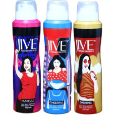 Deals and Offers on - JIVE Combo Set 150ml Each Deodorant Spray - For Women(450 ml, Pack of 3) Deals, Discounts & Offers on - JIVE Combo Set 150ml Each Deodorant Spray - For Women(450 ml, Pack of 3)