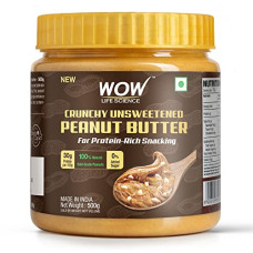 Deals and Offers on - WOW Life Science - Peanut Butter Unsweetened (Crunchy) - 500 gm | High Protein with 30g Protein per 100g | For Protein Rich Snacking - Weight Management, Muscle Building & Healthy Lifestyle Deals, Discounts & Offers on - WOW Life Science - Peanut Butter Unsweetened (Crunchy) - 500 gm | High Protein with 30g Protein per 100g | For Protein Rich Snacking - Weight Management, Muscle Building & Healthy Lifestyle
