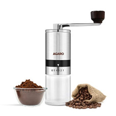 Deals, Discounts & Offers on  - AGARO Elite Manual Coffee Grinder, Ceramic Grinder with Glass jar, 6 Adjustable Settings, Stainless Steel Body, Tooth Handle, No Power, Whole Bean, Drip Coffee, Espresso, Silver