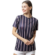 Deals and Offers on Women - CONSENSUS Women's Oversized Round Neck Polyester Striped T-Shirt Deals, Discounts & Offers on Women - CONSENSUS Women's Oversized Round Neck Polyester Striped T-Shirt