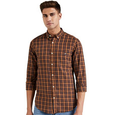 Deals, Discounts & Offers on Men - Amazon Brand - House & Shields Men's Printed Regular Casual Shirt (SS20-HS-RR-01-B_Khakhi M)