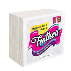 Deals and Offers on - Feather's Naturally White Cocktail Napkin Super Strong & More Absorbent 1Ply Extra Soft Tissue with 80 pulls (Pack 1, 270X300mm) Deals, Discounts & Offers on - Feather's Naturally White Cocktail Napkin Super Strong & More Absorbent 1Ply Extra Soft Tissue with 80 pulls (Pack 1, 270X300mm)