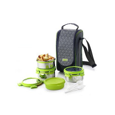 Deals, Discounts & Offers on  - Ganesh Sigma Deck 4 Airtight & Leak Proof Container with Bag - Multicolor