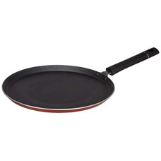 Deals and Offers on Cookware - Amazon Brand - Solimo Non-Stick Tawa with 2-Way Non-Stick Coating, 26cm (Induction and Gas Stove Compatible), Aluminium, Black Deals, Discounts & Offers on Cookware - Amazon Brand - Solimo Non-Stick Tawa with 2-Way Non-Stick Coating, 26cm (Induction and Gas Stove Compatible), Aluminium, Black