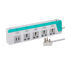 Deals and Offers on Electronics - Amazon Basics Four-Way Strip Surge Protector with Two 2.4A USB Ports, 1500W Output, 250V AC, Overload and Short-Circuit Protection, 1.5-Metre Cord (White) Deals, Discounts & Offers on Electronics - Amazon Basics Four-Way Strip Surge Protector with Two 2.4A USB Ports, 1500W Output, 250V AC, Overload and Short-Circuit Protection, 1.5-Metre Cord (White)
