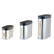 Deals, Discounts & Offers on  - Signoraware Modular Steel Container (Window Oval) Matte,Set of 3, 1100ml+1700ml+2100ml, Silver