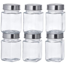 Deals and Offers on - Amazon Brand - Solimo Square Glass Storage Containers (Transparent, Set Of 6, 310 ml Each) Deals, Discounts & Offers on - Amazon Brand - Solimo Square Glass Storage Containers (Transparent, Set Of 6, 310 ml Each)
