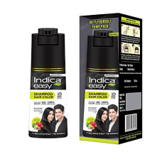 Deals and Offers on Beauty Care - Indica Easy Do-It-Yourself Hair Color Shampoo Pump Pack with 5 Herbal Extracts and 100% Ammonia Free, Long Lasting Formula, 180 ML - Natural Black Colour (Gloves Included) Deals, Discounts & Offers on Beauty Care - Indica Easy Do-It-Yourself Hair Color Shampoo Pump Pack with 5 Herbal Extracts and 100% Ammonia Free, Long Lasting Formula, 180 ML - Natural Black Colour (Gloves Included)