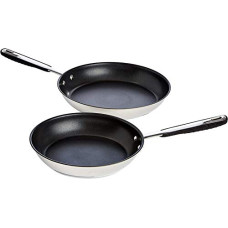Deals and Offers on Cookware - Amazon Basics 2-Piece Stainless Steel Non-Stick Induction Frying Pan Set - with Soft Touch Handle, PFOA&BPA Free - 24/28 cm Deals, Discounts & Offers on Cookware - Amazon Basics 2-Piece Stainless Steel Non-Stick Induction Frying Pan Set - with Soft Touch Handle, PFOA&BPA Free - 24/28 cm