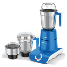 Deals, Discounts & Offers on  - Havells Maxx Grind 750 watt Mixer Grinder with 3 Wider Mouth Stainless Steel Jar, Hands Free Operation, SS-304 Grade Blade, Overload Indicator & 5 Year Motor Warranty (Blue).
