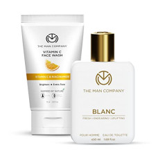 Deals, Discounts & Offers on Beauty Care - The Man Company Face Care Combo with Vitamin C Face Wash 75 ml & Blanc EDT 50 ml | Long Lasting Fragrance | Oil Free Look | Instant Glow - Set of 2