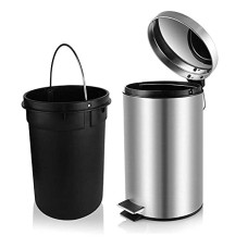 Deals and Offers on - OPR Stainless Steel Round Pedal Dustbin with Soft Close Lid | Trash Can For Home, Kitchen, Bathroom, Office And Washroom with plastic bucket (Silver, 15 Ltr)(big size) Deals, Discounts & Offers on - OPR Stainless Steel Round Pedal Dustbin with Soft Close Lid | Trash Can For Home, Kitchen, Bathroom, Office And Washroom with plastic bucket (Silver, 15 Ltr)(big size)