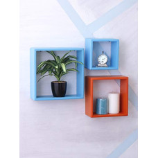 Deals, Discounts & Offers on Furniture - Home Sparkle Wood Wall Mounted Floating Shelves | 3 Set Decorative Cube Shelves Rack | Ideal