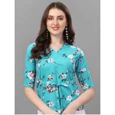 Deals and Offers on Laptops - VeBNoRCasual Regular Sleeves Printed Women Light Blue Top Deals, Discounts & Offers on Laptops - VeBNoRCasual Regular Sleeves Printed Women Light Blue Top