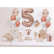Deals and Offers on - AMFIN (Pack of 11) 32 Inch 5 Number Rose Gold Foil Balloon Combo with Confetti & Metallic Balloons Bouquet Deals, Discounts & Offers on - AMFIN (Pack of 11) 32 Inch 5 Number Rose Gold Foil Balloon Combo with Confetti & Metallic Balloons Bouquet