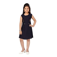 Deals, Discounts & Offers on  - Aarika Girl's Cotton Skater Knee-Length Dress (MD-F-32_Navy Blue_30)