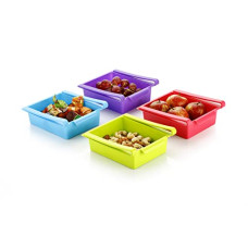 Deals, Discounts & Offers on  - Floraware Plastic Refrigerator Storage Rack Set, Set of 4, Multicolour