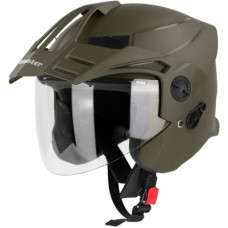Deals, Discounts & Offers on  - Steelbird SBH-23 Hunter ISI Certified Open Face Helmet Motorbike Helmet(Dashing Battle Green with Clear Visor)