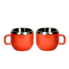 Deals and Offers on - Dynore Stainless Steel Double Wall 2 Red Warm Tea Cups- Set of 2 Deals, Discounts & Offers on - Dynore Stainless Steel Double Wall 2 Red Warm Tea Cups- Set of 2