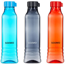 Deals, Discounts & Offers on  - Amazon Brand - Solimo Premium Plastic Water Bottle Set | Square Body | Set of 3 |Multi Color | 1000 ml