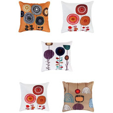 Deals, Discounts & Offers on  - HOMETALES Pack of 5 Polyester Geometric Printed Square Cushion Cover 40x40 Cm Multicolor