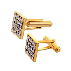 Deals, Discounts & Offers on  - Lucky Jewellery Unique White Color Gold Plated Office Formal Stone Wedding Partywear Shirt Suit Blazer Cufflinks Pair Set For Men