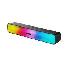 Deals, Discounts & Offers on Electronics - Portronics Radian 16W Bluetooth Stereo Soundbar with Multicolour LED Lights, in-Built FM Radio, Built in Mic, Aux in 3.5mm, Micro SD Slot(Black)