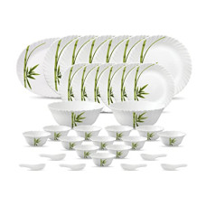 Deals and Offers on - LaOpala Diva Fluted Green Classique Collection Opalware Dinner Set, White, 33 Pieces Deals, Discounts & Offers on - LaOpala Diva Fluted Green Classique Collection Opalware Dinner Set, White, 33 Pieces
