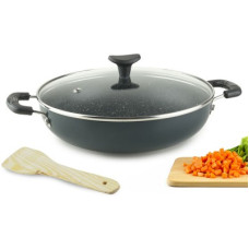 Deals and Offers on Cookware - Kreme Deluxe Nonstick 2L Kadhai 24 cm diameter with Lid 2 L capacity(Aluminium, Non-stick) Deals, Discounts & Offers on Cookware - Kreme Deluxe Nonstick 2L Kadhai 24 cm diameter with Lid 2 L capacity(Aluminium, Non-stick)