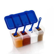 Deals and Offers on - Leawall Multipurpose Plastic 4 in 1 Masala Box for Kitchen, Transparent Pickel Box, 4 Compartment Storage Container Airtight Deals, Discounts & Offers on - Leawall Multipurpose Plastic 4 in 1 Masala Box for Kitchen, Transparent Pickel Box, 4 Compartment Storage Container Airtight
